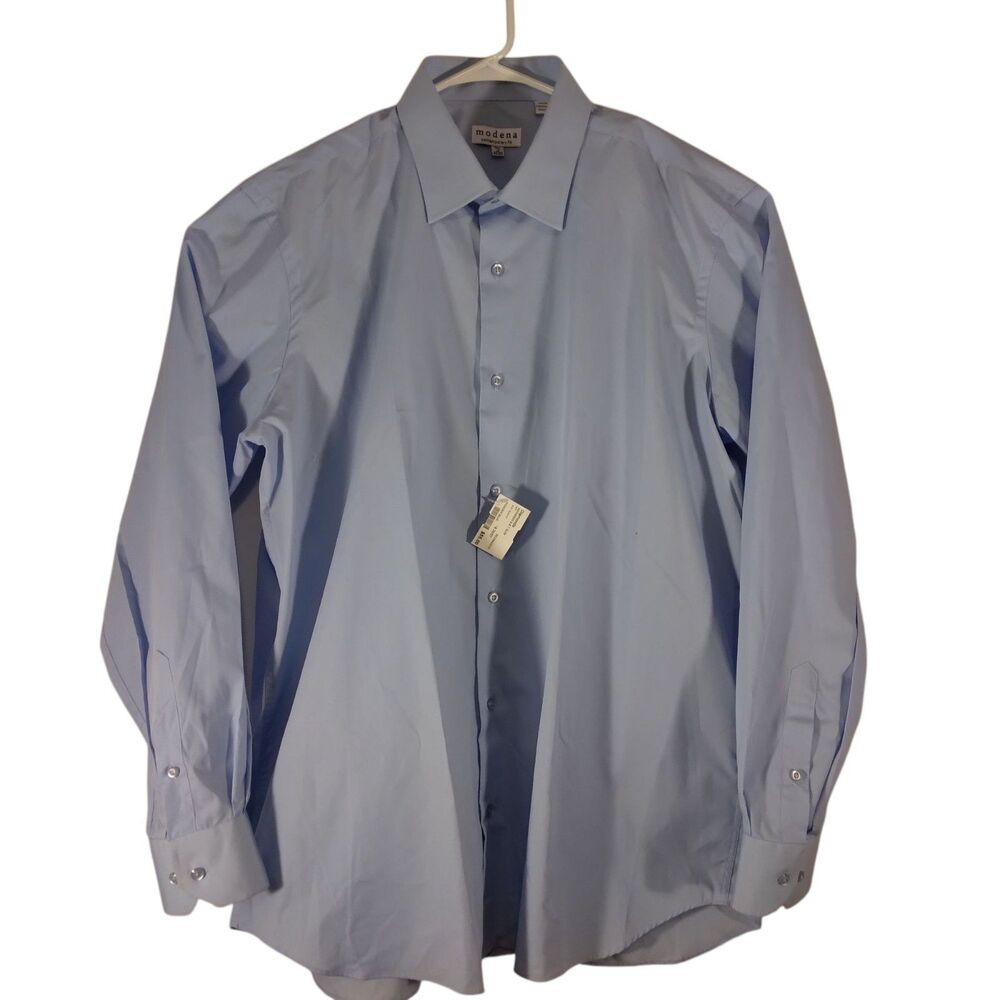 Modena dress shirt mens 2XLT 2XL XXL TALL 18 36-37 blue long sleeve button slim